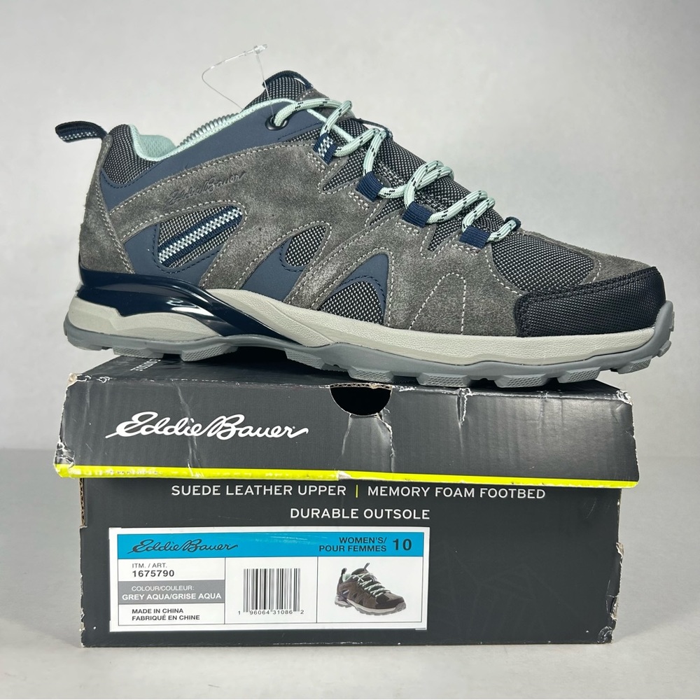 New Eddie Bauer Trail Hiking Outdoor Shoe Sneaker Light Grey and Aqua Women’s 10